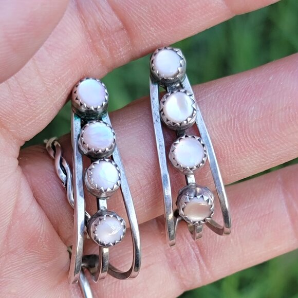 Rare signed Nathaniel Johnson Diné Navajo pink mother or pearl 925 sterling silv - Picture 14 of 17
